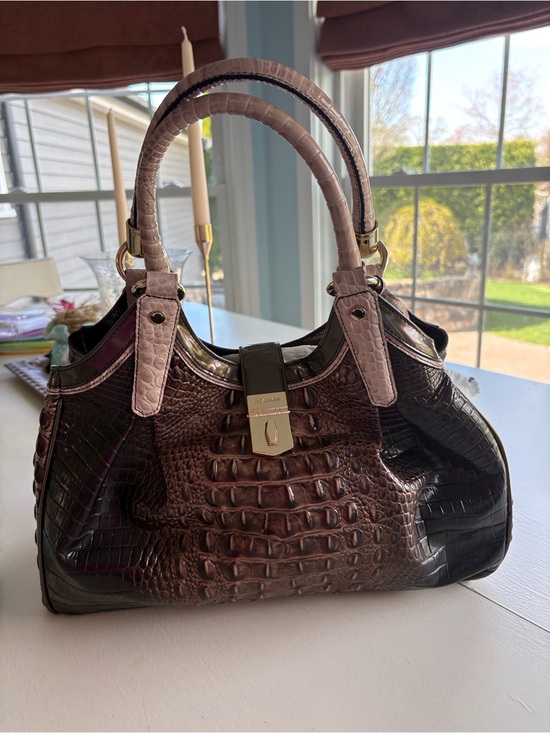 Brahmin Handbags - Brahmin Brown Croc-Embossed Leather Tote with Gold Hardware